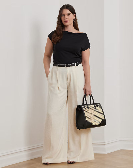 Double-Faced Georgette Wide-Leg Pant - - cream