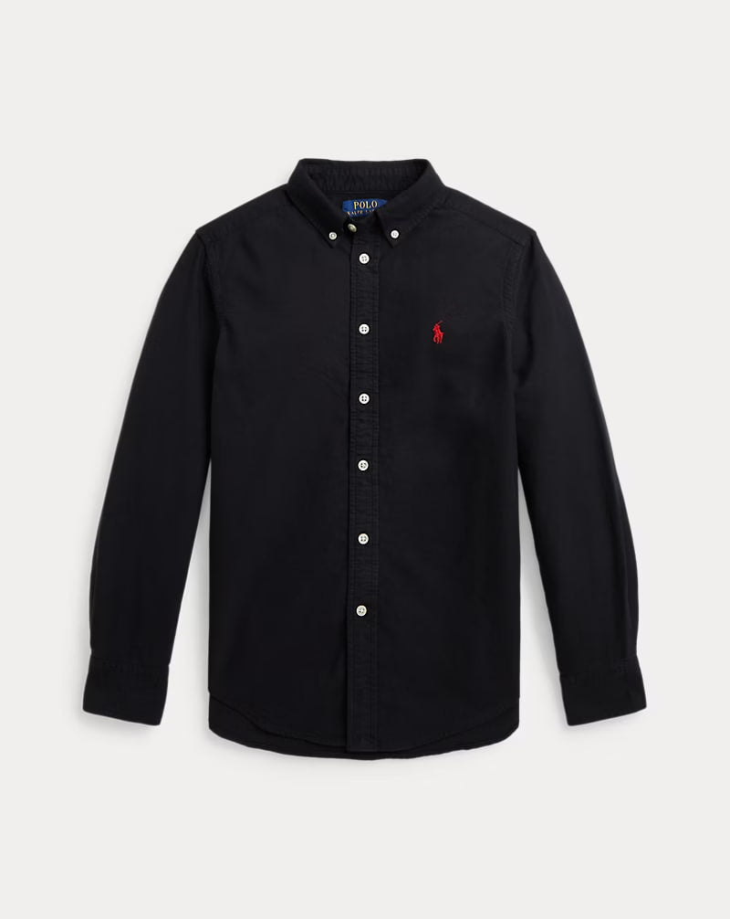 Garment-Dyed Cotton Oxford Shirt 8-20 - - Black