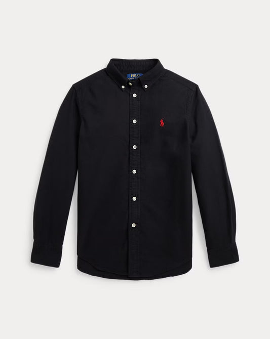 Garment-Dyed Cotton Oxford Shirt 8-20 - - Black