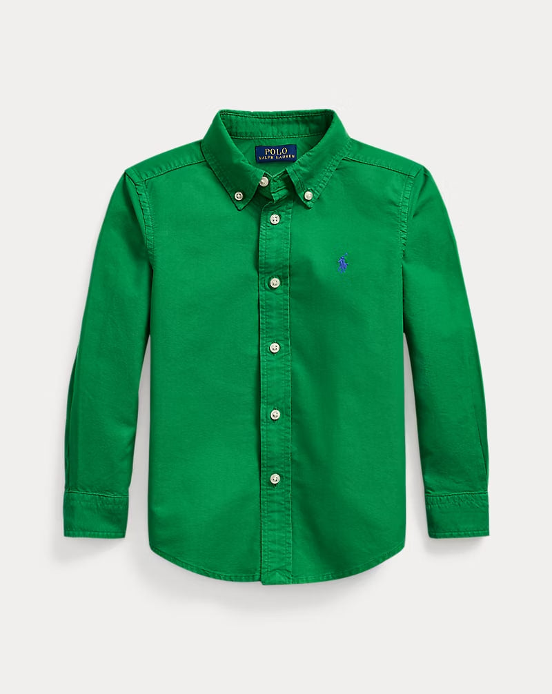 Garment-Dyed Cotton Oxford Shirt 2-6 - - Green