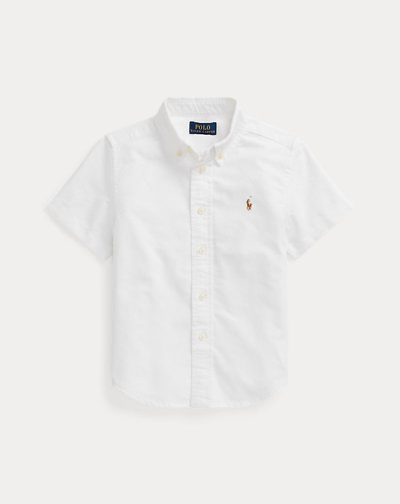 Cotton Oxford Short-Sleeve Shirt 2-7 - - White