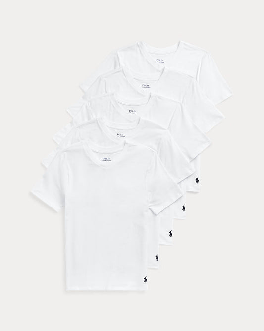 Stretch Cotton Jersey V-Neck 5-Pack 8-20 - - White