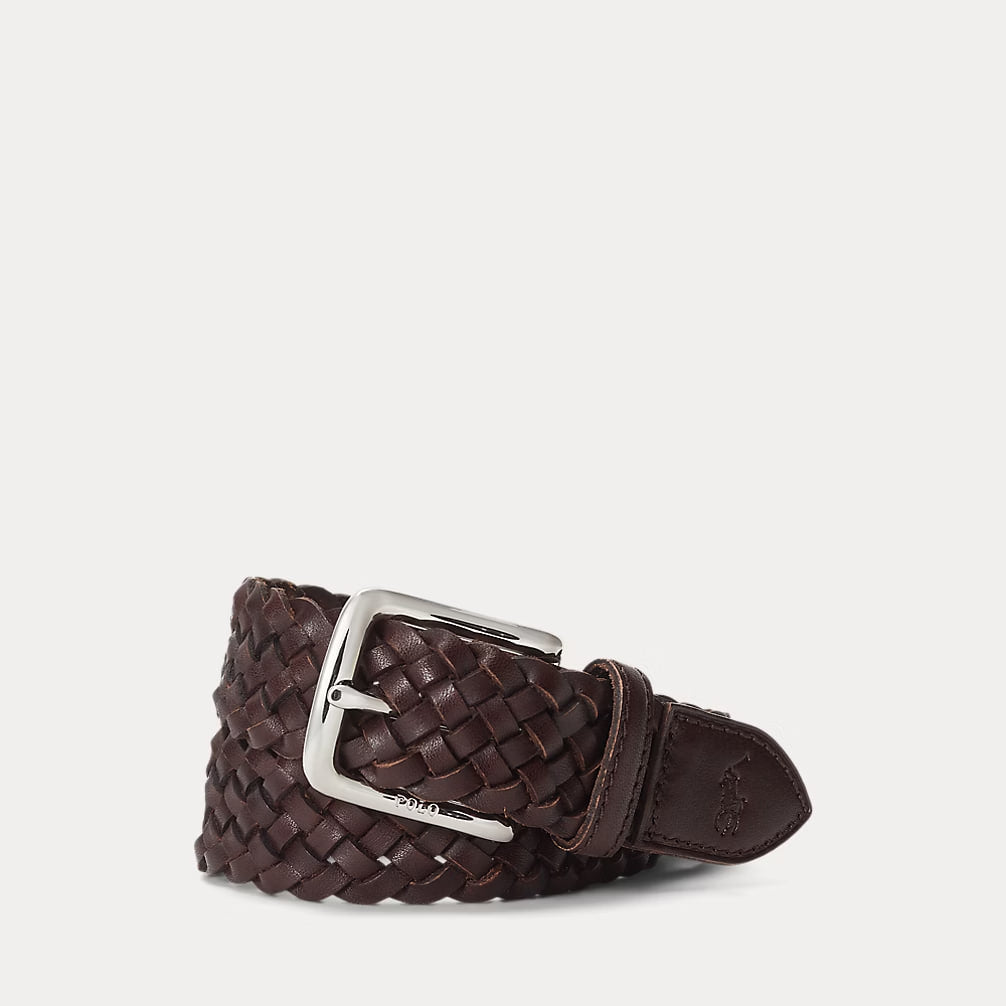 Braided Leather Belt-Boys 8-20 - - Brown