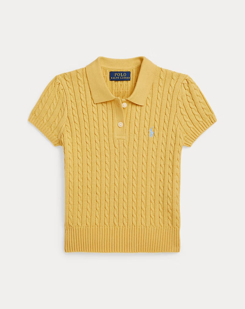 Mini-Cable Cotton Polo Sweater 2-6 - - Yellow