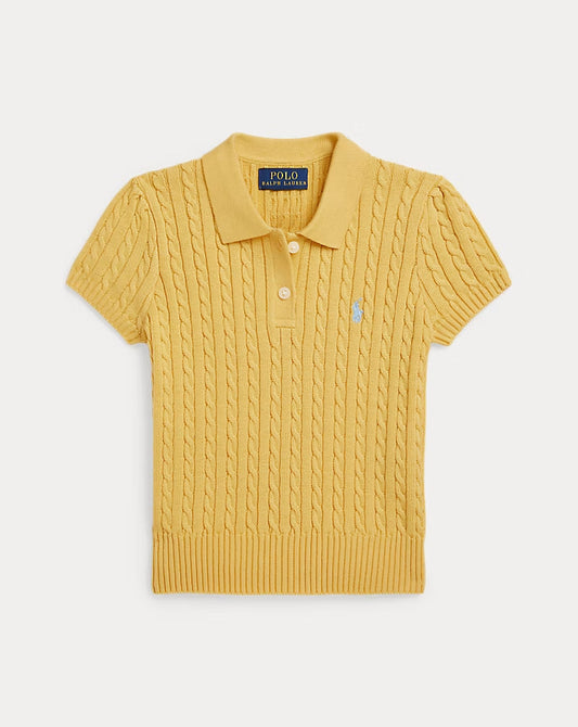 Mini-Cable Cotton Polo Sweater 2-6 - - Yellow