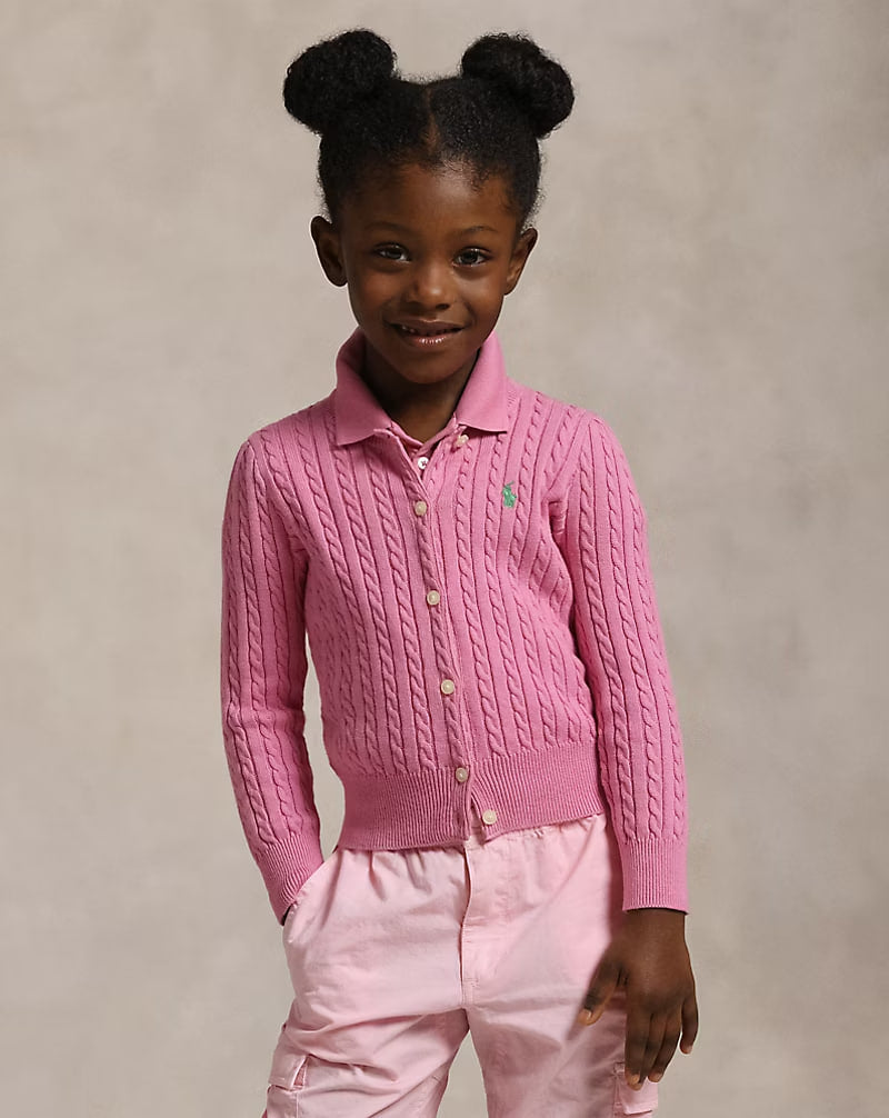 Mini-Cable Cotton Cardigan 2-6 - - Rose