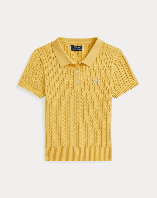 Mini-Cable Cotton Polo Sweater 7-16 - - Yellow
