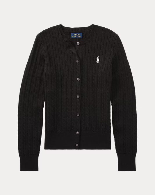 Mini-Cable Cotton Cardigan 7-16 - - Black