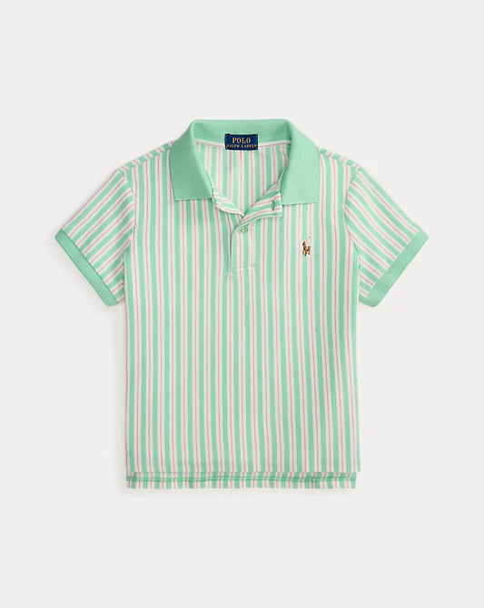 Striped Oxford Mesh Boxy Polo Shirt 7-16 - - Green