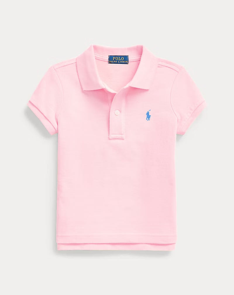 Cotton Mesh Polo Shirt 2-6 - - Pink