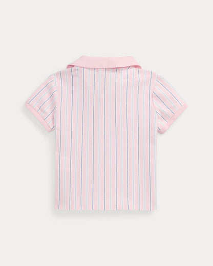 Striped Oxford Mesh Boxy Polo Shirt 2-6 - -