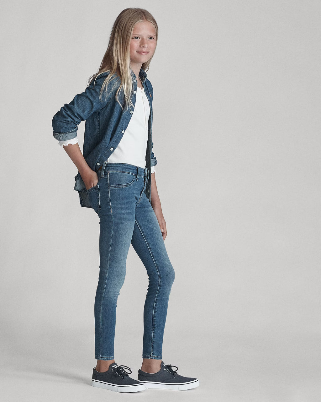 Aubrie Denim Legging 7-16 - - Denim