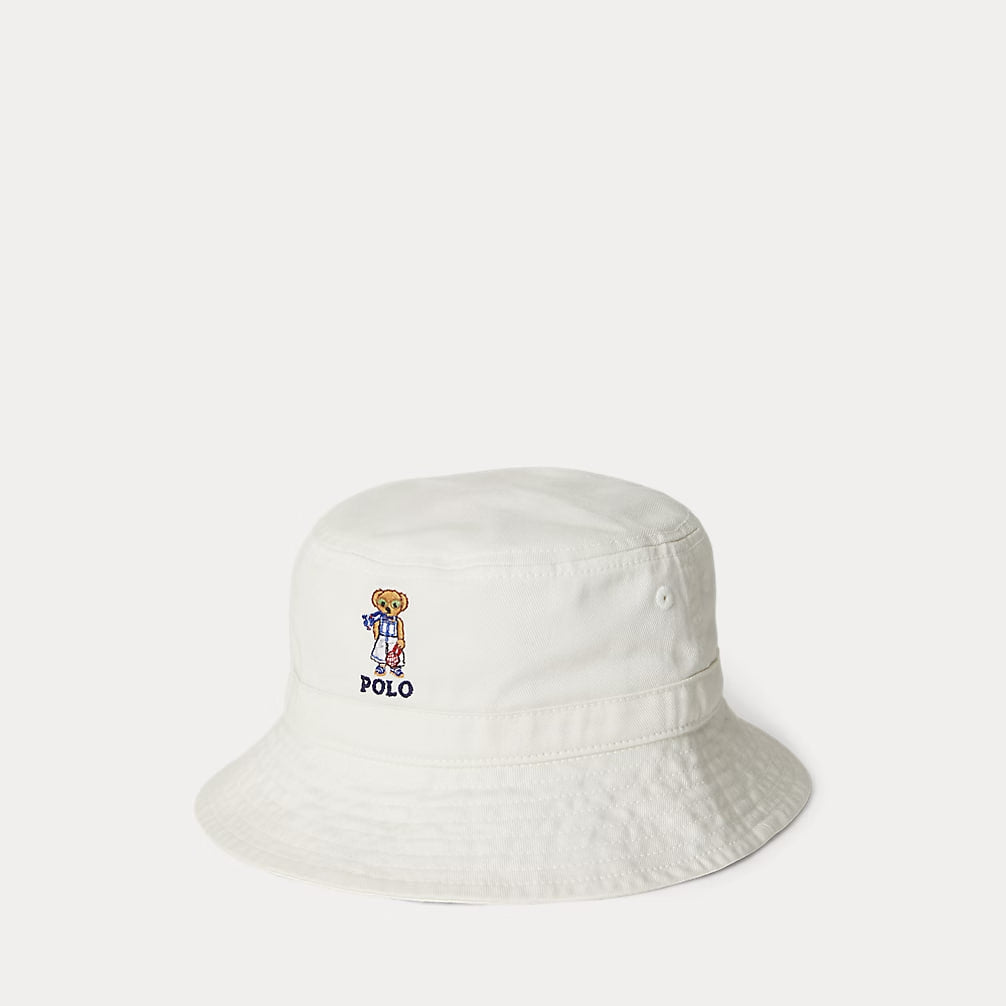 Polo Bear Twill Bucket Hat 2-17 girls - - White One size