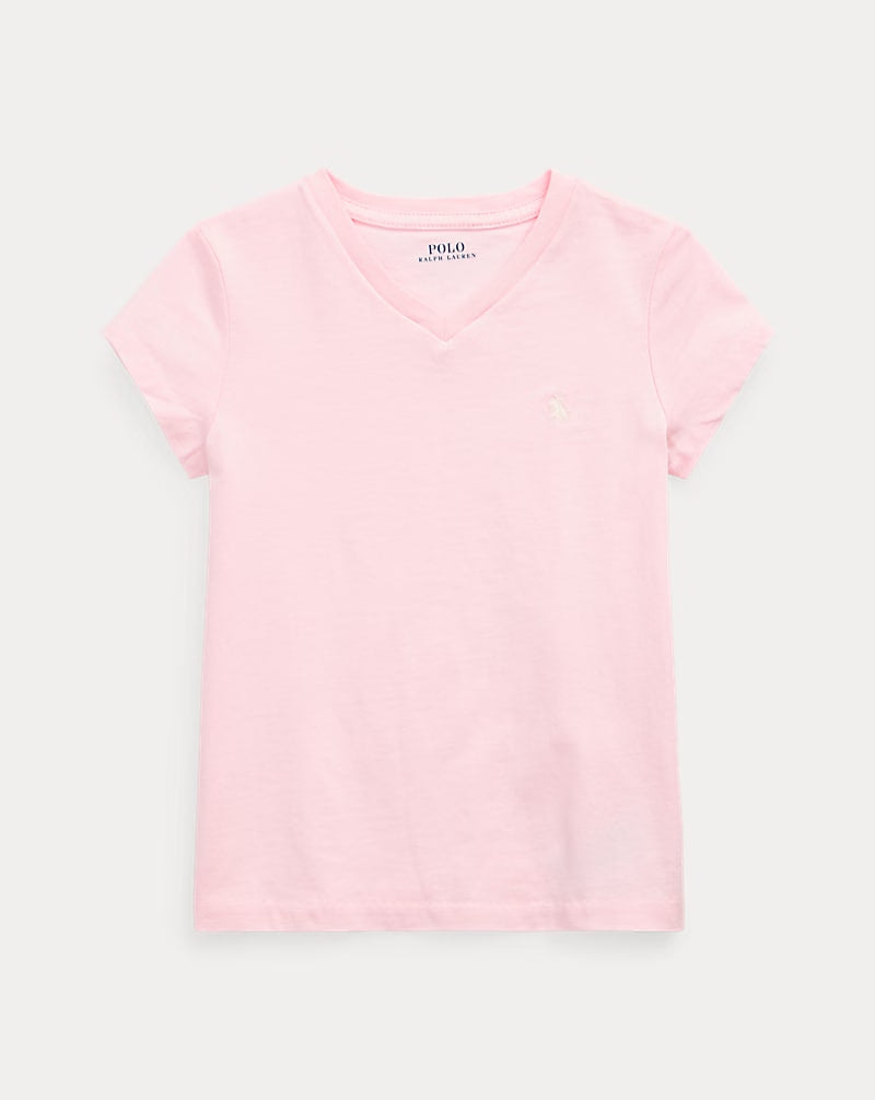 Cotton Jersey V-Neck Tee 2-6 girls - - Pink