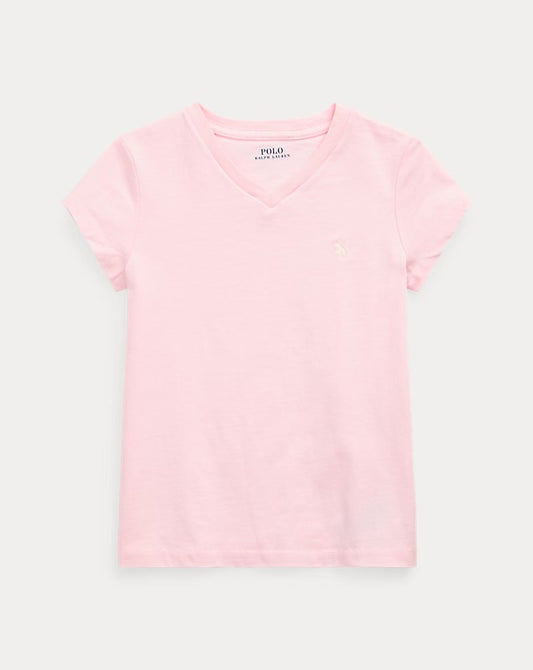 Cotton Jersey V-Neck Tee 2-6 girls - - Pink
