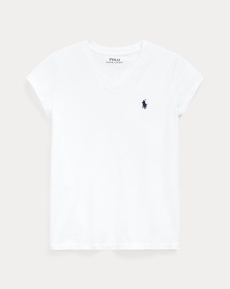 Cotton Jersey V-Neck Tee 7-16 girls - - White