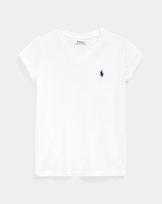 Cotton Jersey V-Neck Tee 7-16 girls - - White