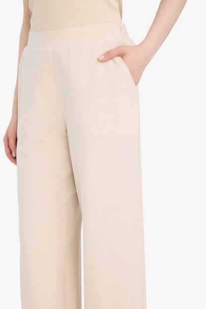 Linen Blend Wide Leg Trousers - -