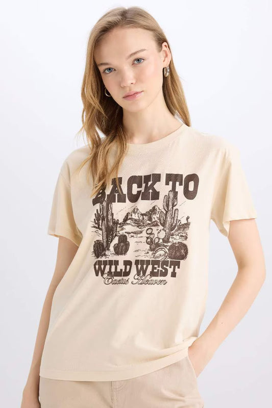 Regular Fit Crew Neck Printed T-Shirt - -