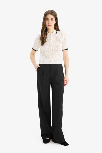 Regular Fit Polo Collar Pullover - -