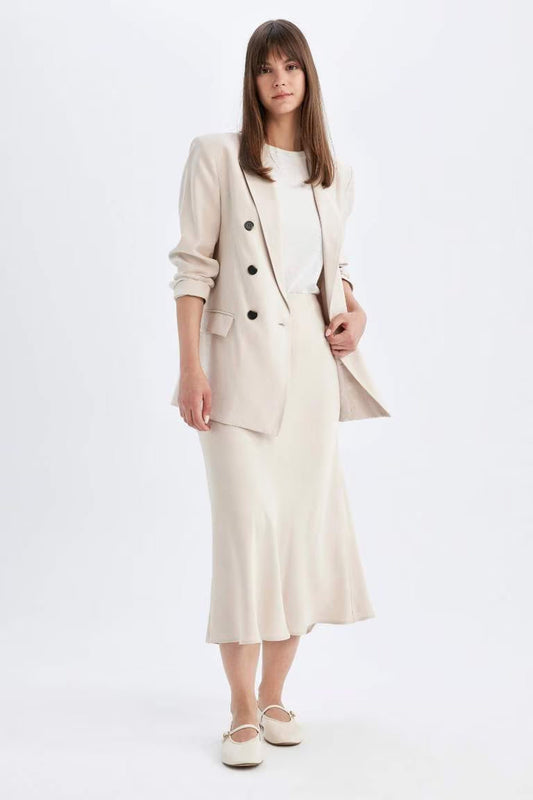 A Cut Satin Maxi Skirt - -