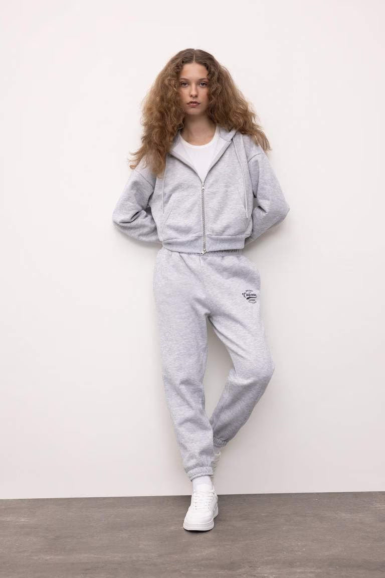 Printed Basic Jogger Sweatpants - - Gray