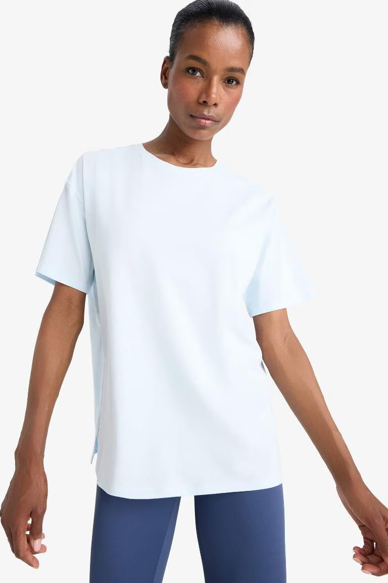 DeFactoFit Comfort Fit Crew Neck Sports T-Shirt - - sky