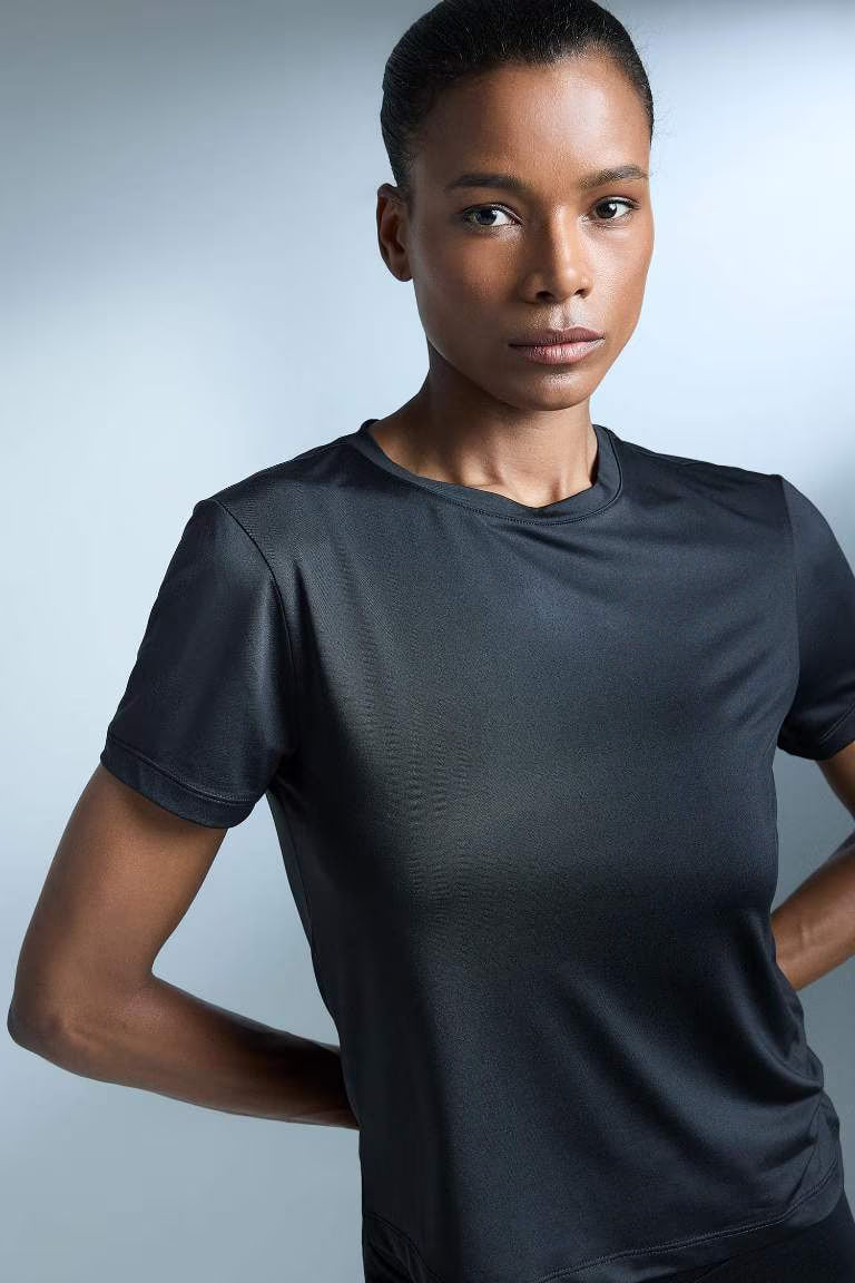 DeFactoFit Standard Fit Crew Neck Sports T-Shirt - - Black