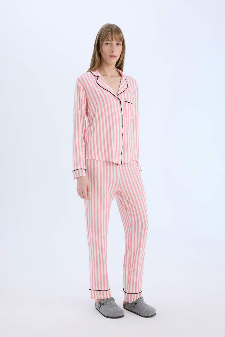 Fall in Love Striped Top Bottom 2 Piece Set - -