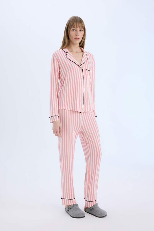 Fall in Love Striped Top Bottom 2 Piece Set - -