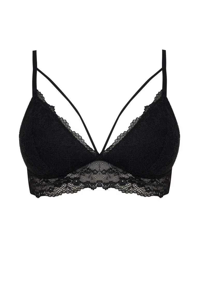 Fall in Love Padded Lace Red Bralette - - Black