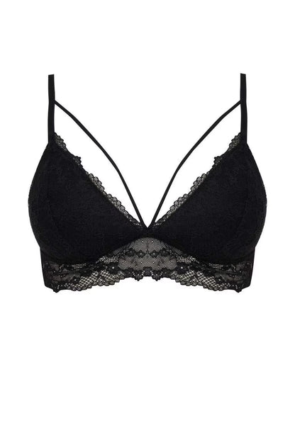Fall in Love Padded Lace Red Bralette - - Black