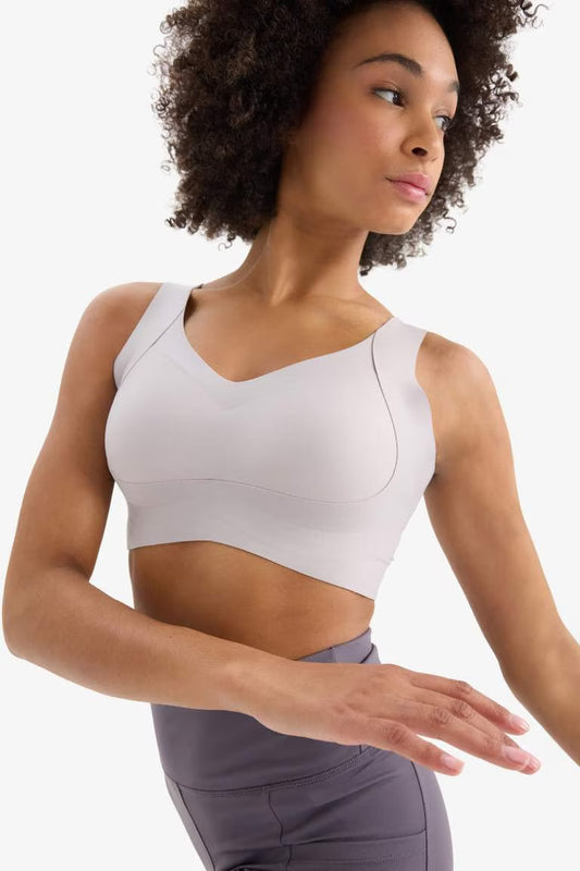 DeFactoFit V Neck Heavy Fabric Sports Bra - - stone