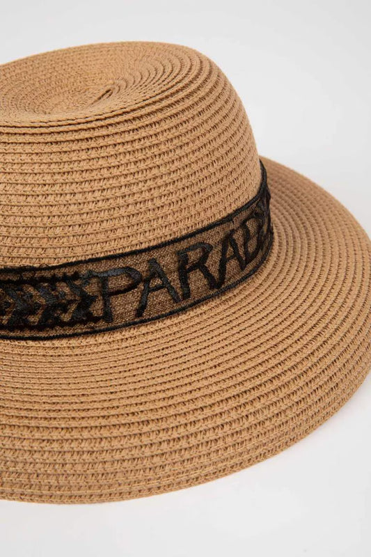 Woman Embroidered Straw Hat - -