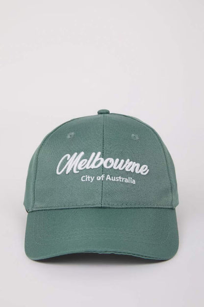 Woman Label Printed Woven Baseball Basketball Cap - - Greenstone