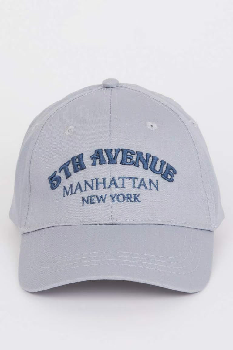 Woman Label Printed Woven Baseball Basketball Cap - - Cornflower Blue