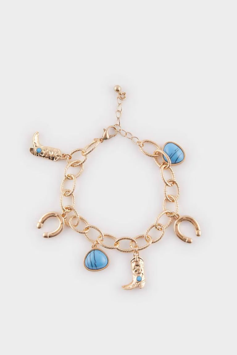 Woman Blue Stone 2 Piece Bracelet - -