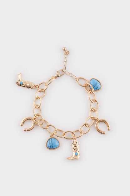 Woman Blue Stone 2 Piece Bracelet - -