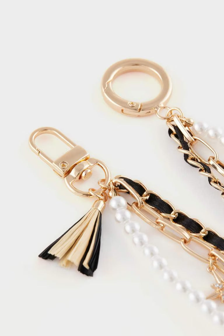 Woman Pearl Detailed Charm Keychain - -
