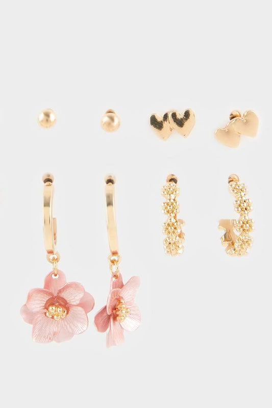 Woman 6 Piece Earrings - - Gold