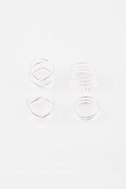 Woman 4 Piece Silver Ring - - Silver