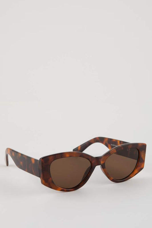 Woman Rectangular Plastic Sunglasses - - Honey Brown