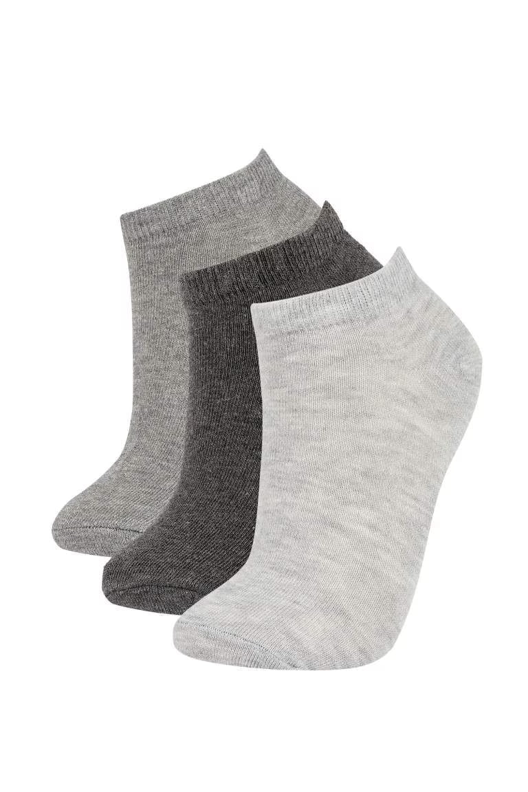 Women's Cotton 3 Pack Short Socks - - Gray