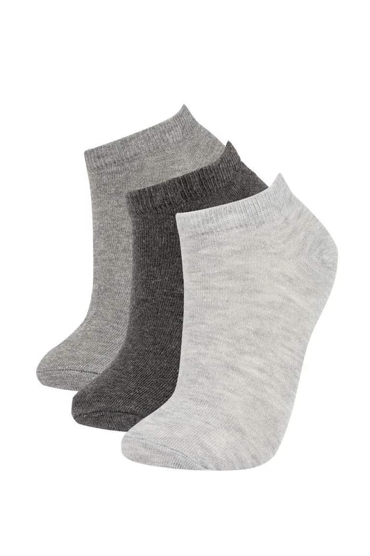 Women's Cotton 3 Pack Short Socks - - Gray