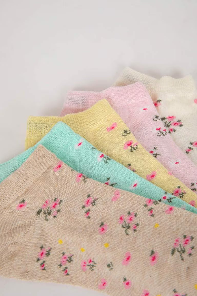 Patterned 5 Pack Booties Socks - - Floral