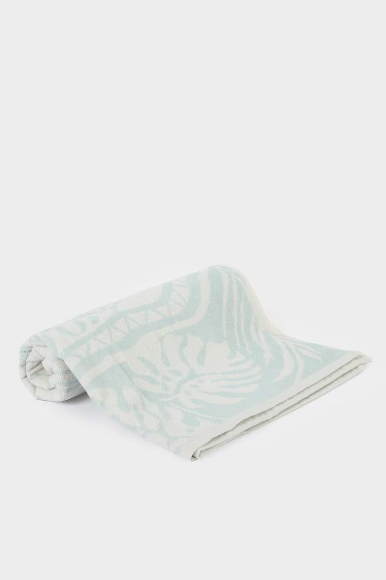 Woman Patterned Cotton Beach Towel - -