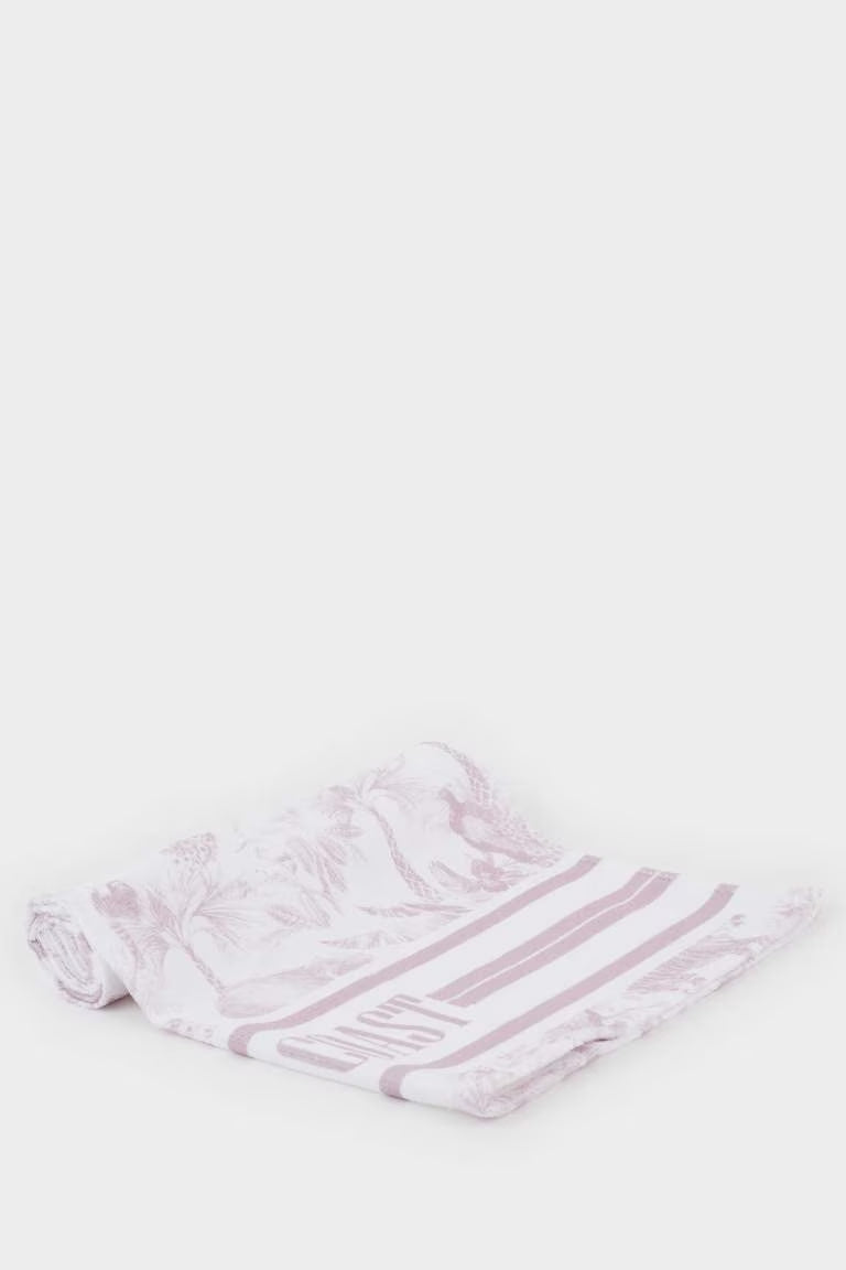 Woman Patterned Cotton Beach Towel - -