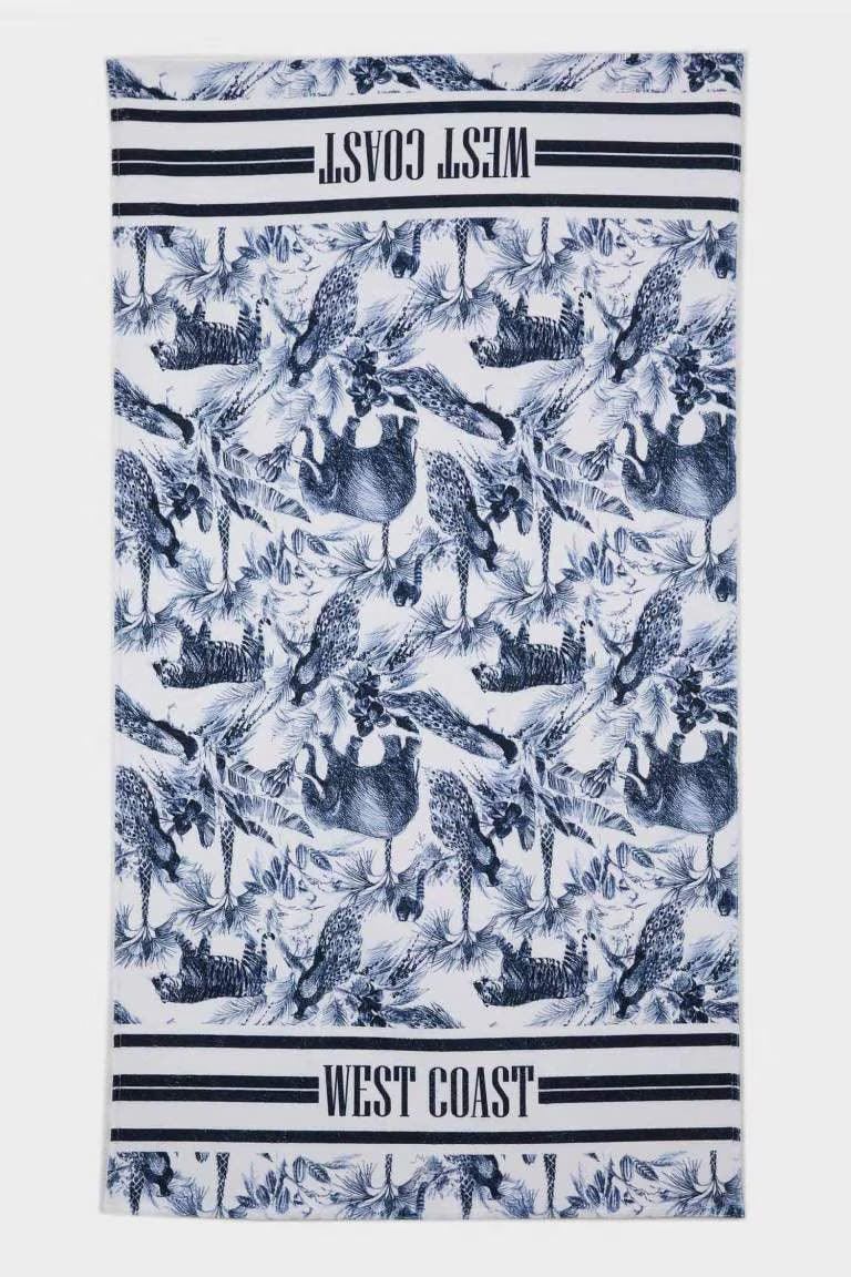 Woman Cotton Beach Towel - - Blue