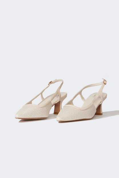 Woman Laced Faux Leather Heeled Sandals - -