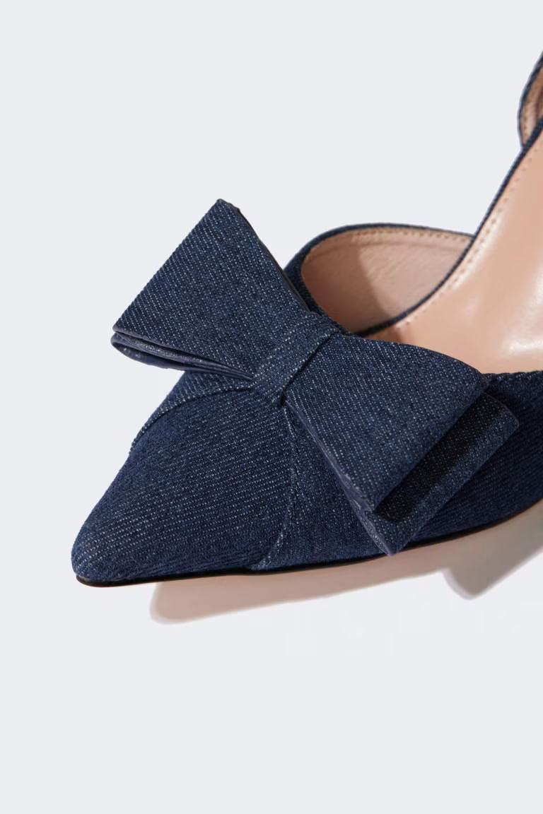 Woman Denim Heeled Sandals - - Denim